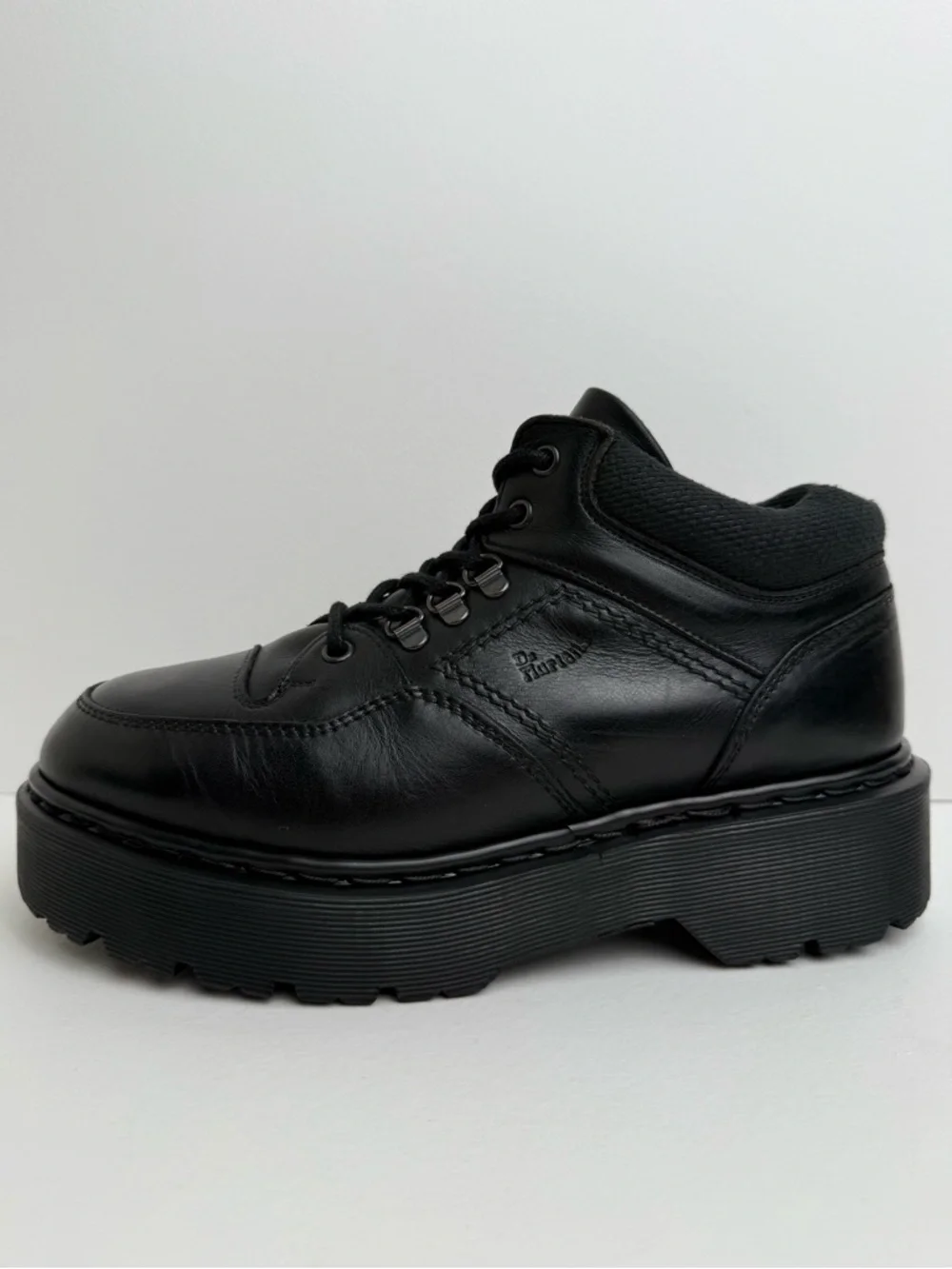 Made in England Vintage Dr. Martens Black Leather Envy Quad Platform Boots UK 7